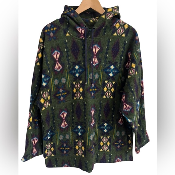 Santana Other - Vintage SANTANA Fleece Hoodie Mens M Aztec Southwest Hooded Sweatshirt Retro 90s